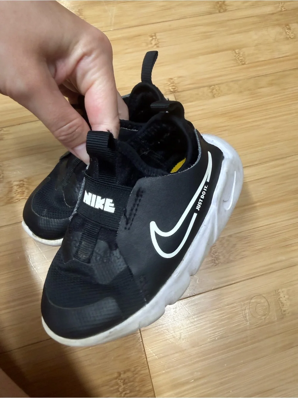 Nike Kids Black & White Slip-On Swoosh Sneakers